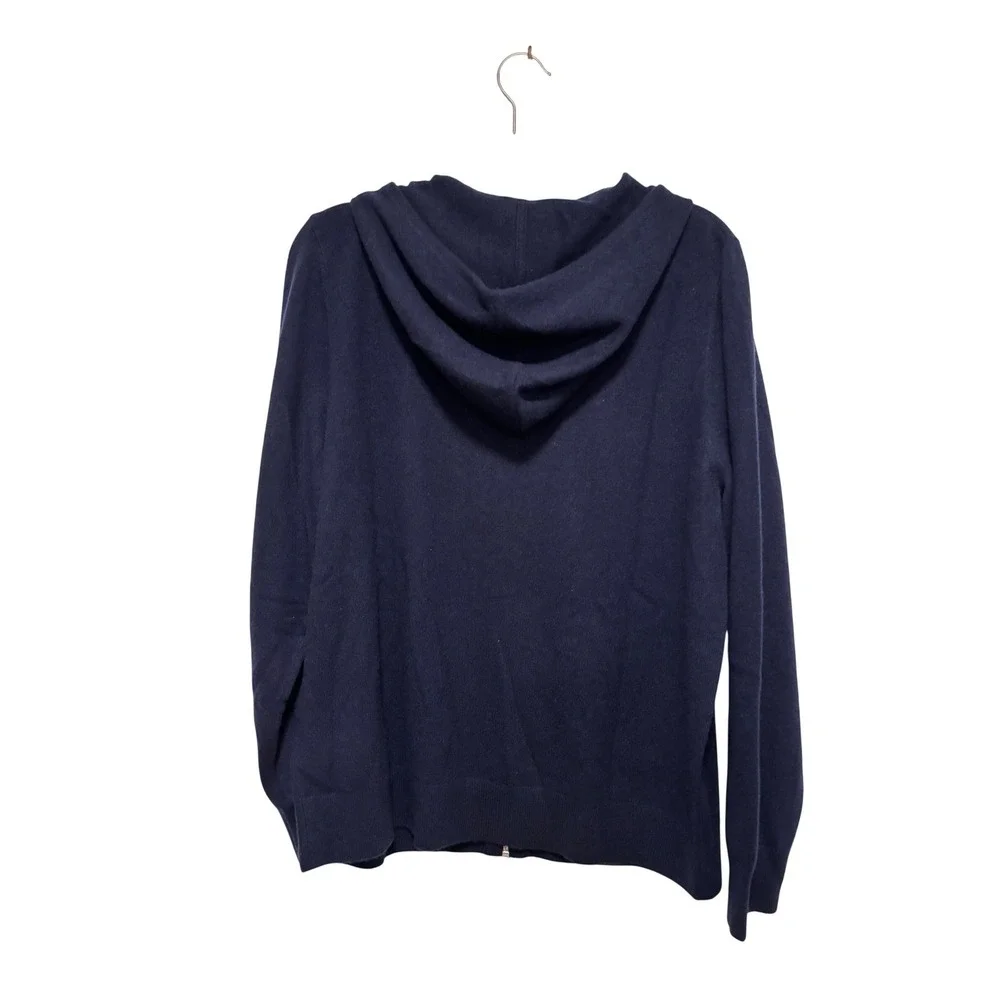 NWT Quince Mongolian Cashmere Full Zip Hoodie True Navy Womens XL - Picture 2 of 4